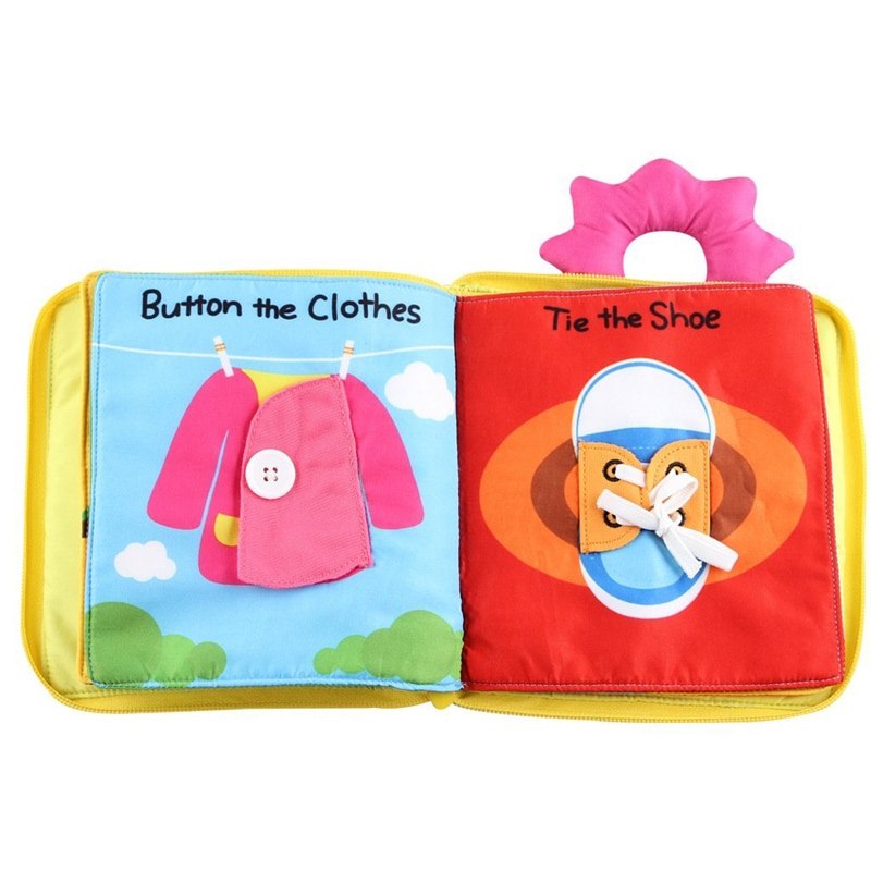 12 Pages Educational Baby Toys Hot Infant Kids Early Development Cloth Books Cartoon Animal Learning Unfolding Activity Books